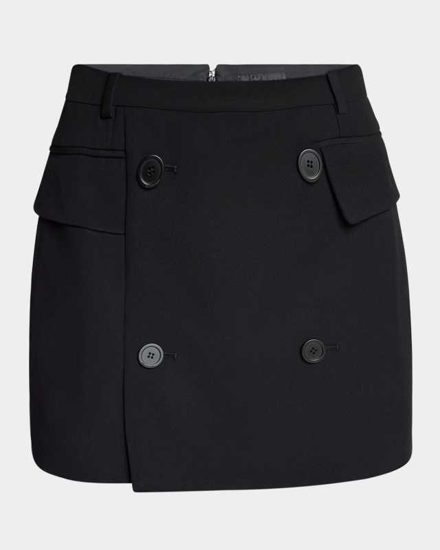 Double-Breasted Tailored Mini Skirt